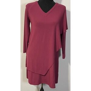 Soft Surroundings Dress Womens PXS Pink Asymmetrical Layered Hem